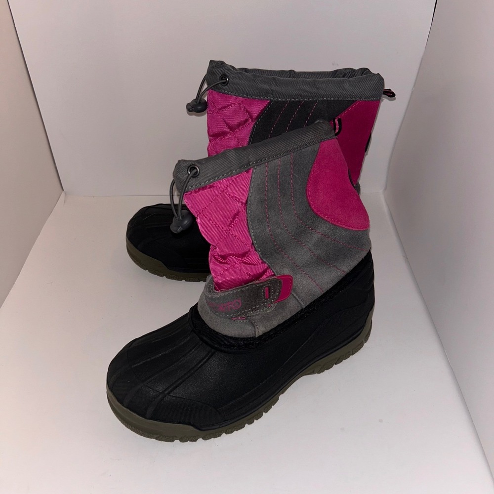 SPORTO Kids Winter Snow Boots Pink Gray Waterproof Warm‎ Size L 4-5 No Flaws